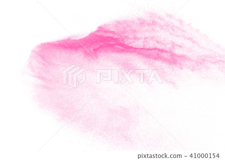 Pink powder explosion isolated on white background 41000154