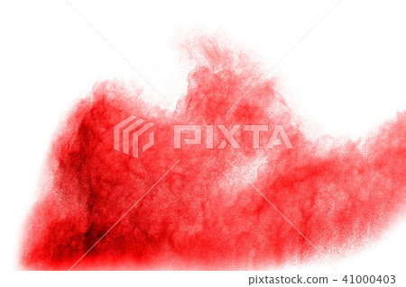 Abstract explosion of red dust  on white backgroun 41000403
