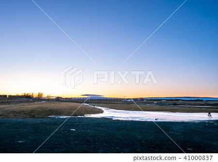 Mountain and field under full moon in Iceland Mountain and field under full moon in Iceland 41000837