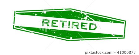 Grunge green retired wording hexagon rubber stamp 41000873