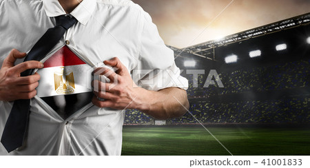 Egypt soccer or football supporter showing flag 41001833