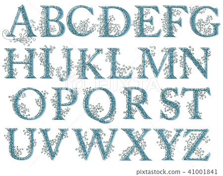 Vintage fishnet (floral) alphabet font. 41001841