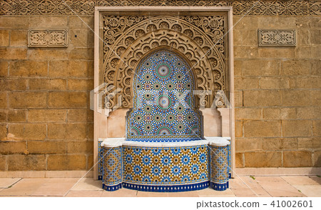 Morocco Decorated fountain with mosaic tiles in Rabat Morocco Decorated fountain with mosaic tiles in Rabat 41002601