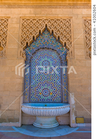 Morocco Decorated fountain with mosaic tiles in Rabat Morocco Decorated fountain with mosaic tiles in Rabat 41002604