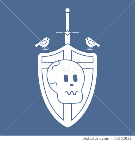 Skull, shield, sword, birds 41002981