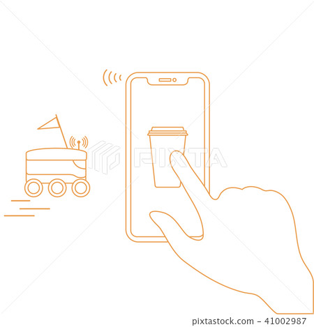 Order in smart phone app, delivery with robot Order in smart phone app, delivery with robot 41002987