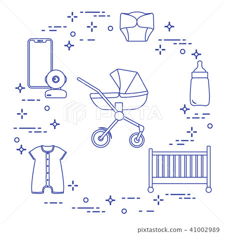 Stroller, crib, baby monitor, bottle, clothes Stroller, crib, baby monitor, bottle, clothes 41002989