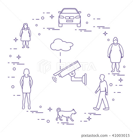 Security camera, dog, women, girl, man, car Security camera, dog, women, girl, man, car 41003015