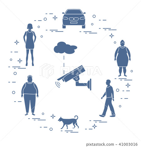 Security camera, dog, woman, girl, men, car Security camera, dog, woman, girl, men, car 41003016