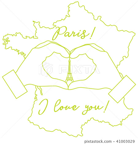 Hand making a heart shape Tower, symbol of Paris. Hand making a heart shape Tower, symbol of Paris. 41003029