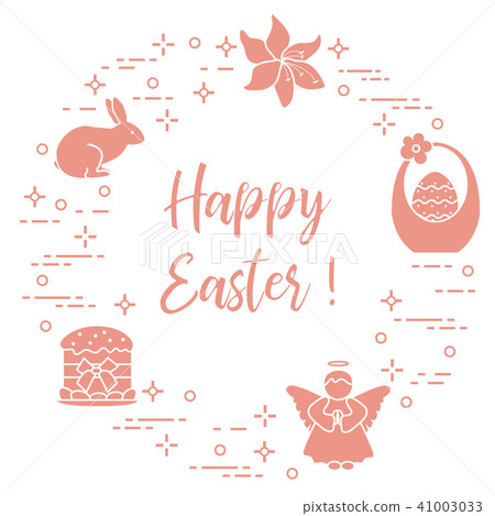 Easter cake, basket, eggs, rabbit, flowers, angel Easter cake, basket, eggs, rabbit, flowers, angel 41003033