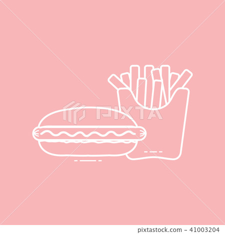 French fries and hot dogs Harmful eating habits. 41003204