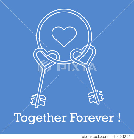 Keys in heart shape and the words together forever Keys in heart shape and the words together forever 41003205