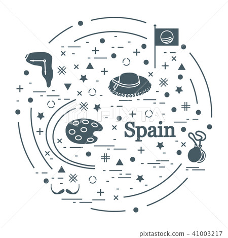 various symbols of Spain arranged in a circle various symbols of Spain arranged in a circle 41003217