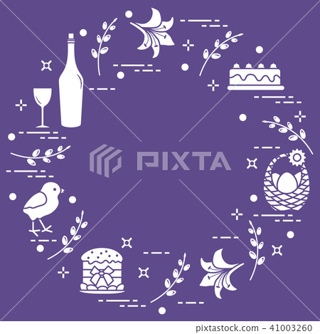 Different Easter symbols arranged in a circle: 41003260