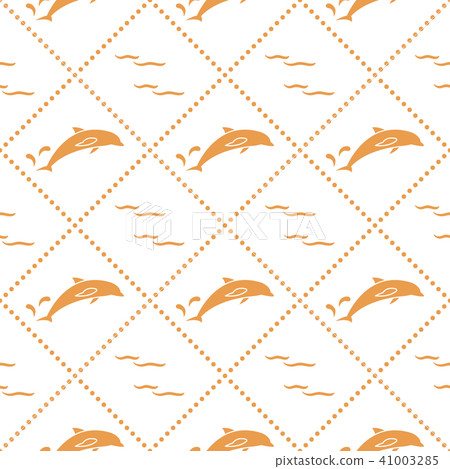 Seamless pattern with dolphins, splashes and waves Seamless pattern with dolphins, splashes and waves 41003285