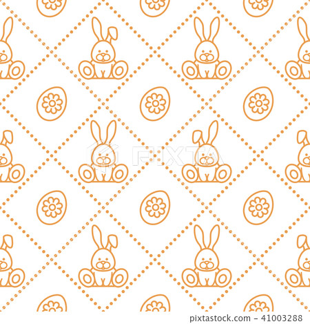 Seamless pattern with rabbits and eggs with flower Seamless pattern with rabbits and eggs with flower 41003288