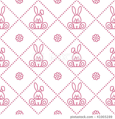 Seamless pattern with rabbits and florets Seamless pattern with rabbits and florets 41003289