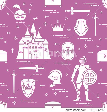Pattern with knight, castle, swords and other Pattern with knight, castle, swords and other 41003292