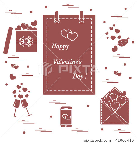 calendar with Valentine's Day, gifts, postal calendar with Valentine's Day, gifts, postal 41003419