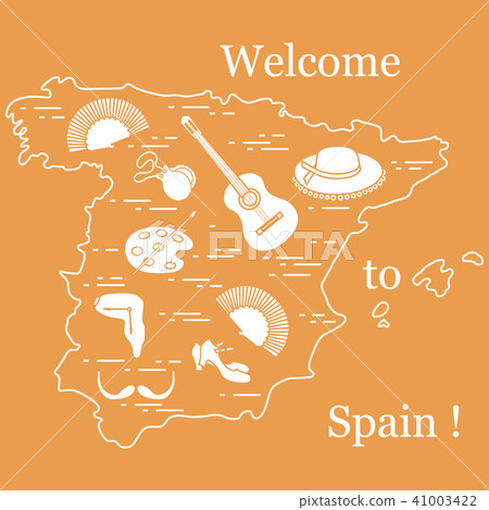 various symbols of Spain arranged in a circle various symbols of Spain arranged in a circle 41003422