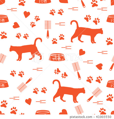 Nice pattern of silhouette walking cat, traces, Nice pattern of silhouette walking cat, traces, 41003550