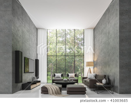 Modern loft living room 3d render Modern loft living room 3d render 41003685