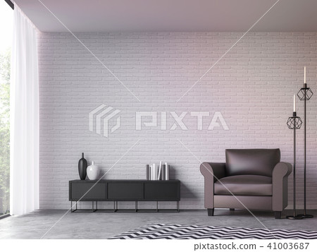 Modern loft living room 3d render Modern loft living room 3d render 41003687