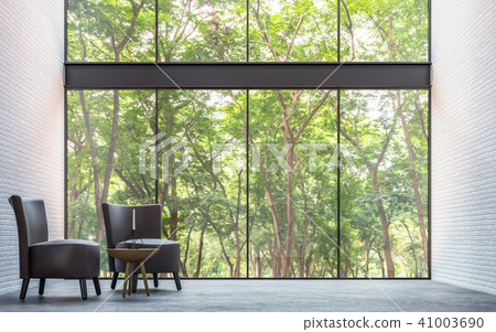 Modern loft living room with nature view 3d render Modern loft living room with nature view 3d render 41003690
