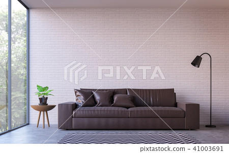 Modern loft living room with nature view 3d render Modern loft living room with nature view 3d render 41003691
