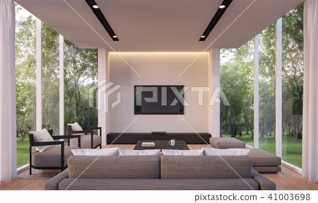 Modern living room with garden view 3d render Modern living room with garden view 3d render 41003698