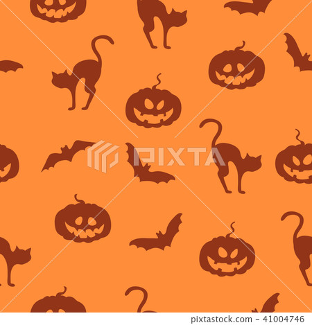 Halloween background with pumpkins, bats and cats - Stock Illustration ...