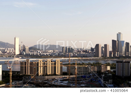 Construction Site, 63 Building, Seoul International Finance Center, LG Twin Tower, Mapo Bridge, Mapo-gu, Han River, Seoul 41005064