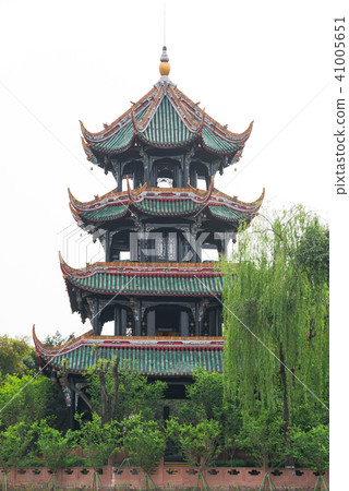 pagoda and trees against white sky pagoda and trees against white sky 41005651