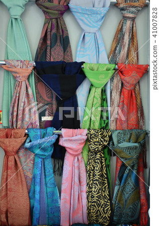 Sale of silk shawls at the Egyptian bazaar Sale of silk shawls at the Egyptian bazaar 41007828