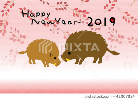 2019 New Year's cards Hagi and boar parents 41007854