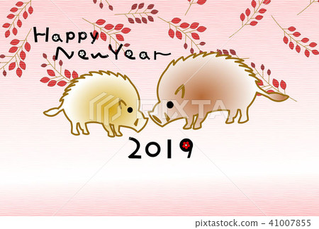 2019 New Year's cards Hagi and boar parents 41007855