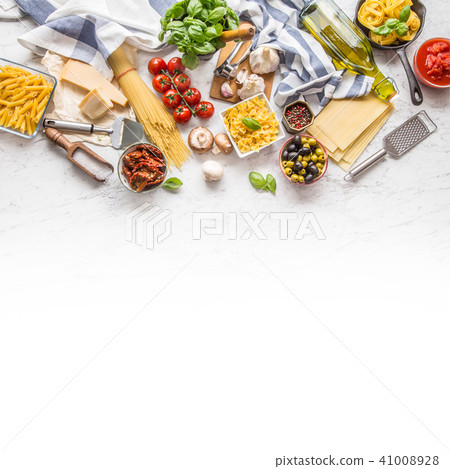 Italian food ingredients pasta olive oil Italian food ingredients pasta olive oil 41008928
