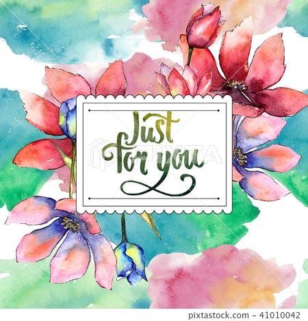 Colorful tulip. Floral botanical flower. Frame border ornament square. Colorful tulip. Floral botanical flower. Frame border ornament square. 41010042