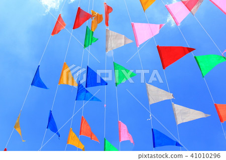 colorful bunting background hanging on the sky 41010296
