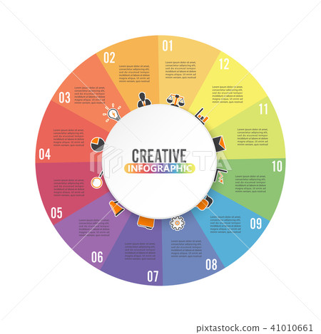 Circle chart infographic template with 12 options - Stock Illustration ...