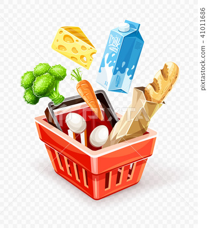 Shopping basket with organic food Shopping basket with organic food 41011686