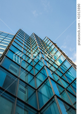 Square windows of modern steel and glass office 41013890