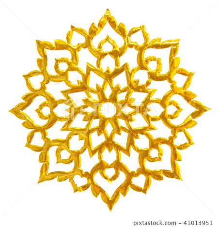 Golden Thai traditional art pattern isolated on wh 41013951