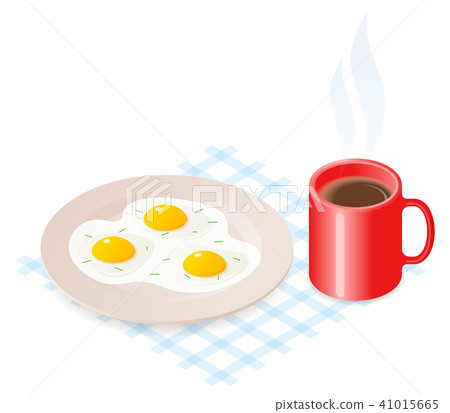 Plate with scrambled eggs and coffee Plate with scrambled eggs and coffee 41015665