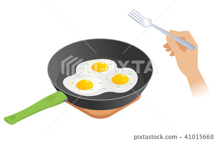 Flat illustration of pan with scrambled eggs 41015668