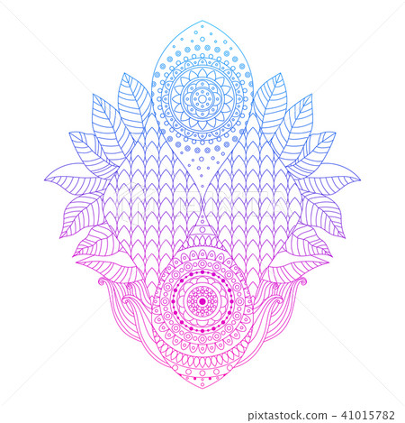 Blue and pink arabesque element 41015782