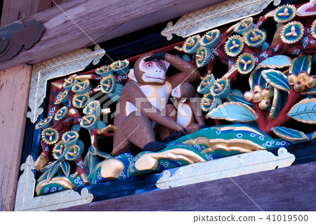 Nikko Toshogu Shrine God Stables Monkey sculpture Nikko Toshogu Shrine God Stables Monkey sculpture 41019500
