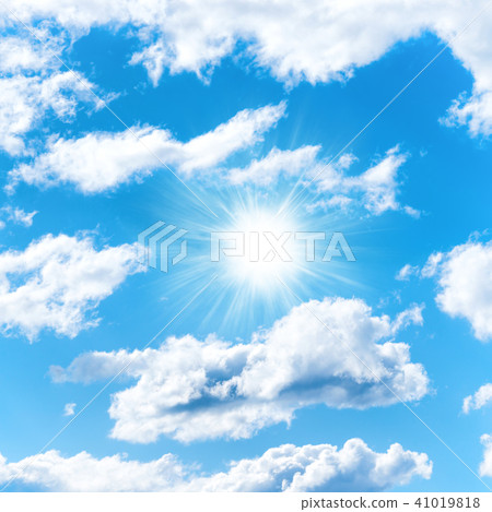 Sun on blue sky with clouds 41019818