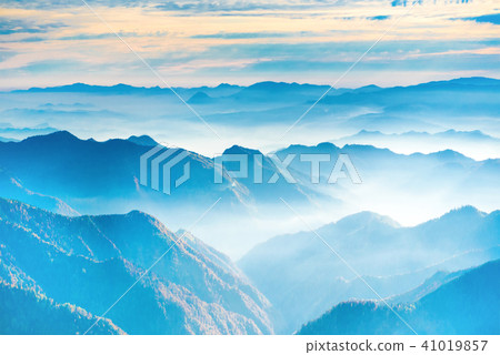 Landscape with sunset in blue mountains 41019857